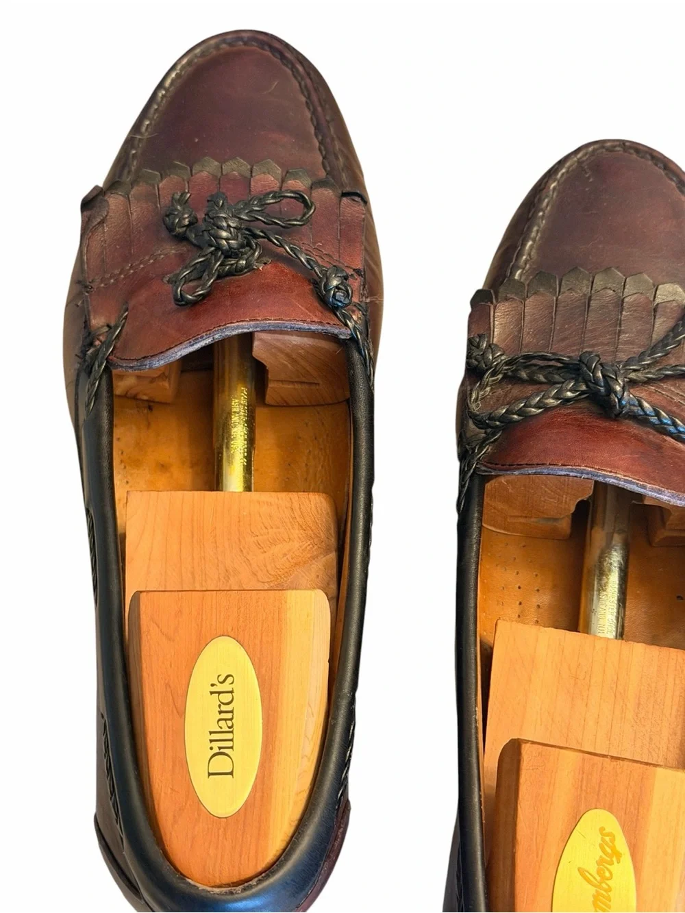 Allen Edmonds Brown Leather Kiltie Loafers with Braided Tassels